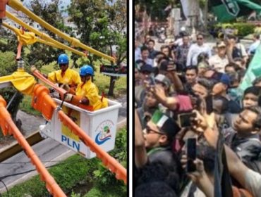 Massa Aliansi PGPP-NTB menggelar demonstrasi di depan Kantor PLN UIW NTB menyoroti pemadaman listrik bergilir dan transparansi dana CSR perusahaan, Mataram, Kamis (21/05/2026) (Foto: Istimewa/Ilustrasi)