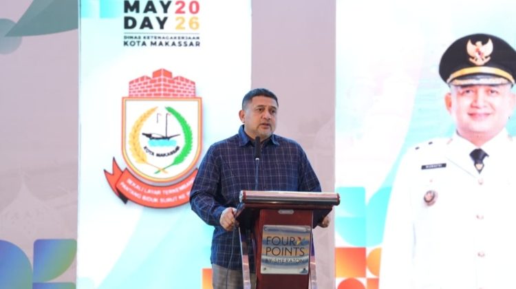 Wali Kota Makassar Munafri Arifuddin saat menghadiri ramah tamah May Day 2026 bersama pekerja dan pengusaha, Makassar, Senin (4/5/2026) (Foto: Pedomansuara)