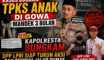 Kapolresta Gowa Kombes Pol Yusuf Usman, kuasa Sekjen DPP LPRI, dan orangtua korban dalam sorotan penanganan kasus dugaan TPKS anak yang belum memberikan kepastian hukum. Gowa, Kamis (3/9/2026) (Foto: Tim Redaksi)