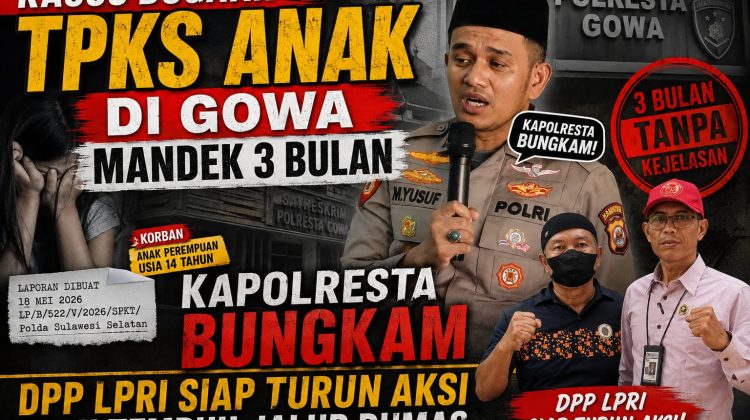 Kapolresta Gowa Kombes Pol Yusuf Usman, kuasa Sekjen DPP LPRI, dan orangtua korban dalam sorotan penanganan kasus dugaan TPKS anak yang belum memberikan kepastian hukum. Gowa, Kamis (3/9/2026) (Foto: Tim Redaksi)